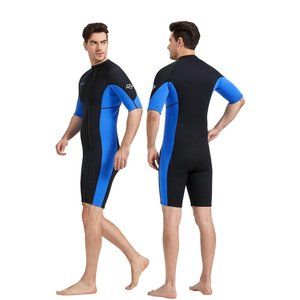 Hevto Shorty Wetsuit for Men 3/2mm Neoprene Short Sleeve Wet Suit for Surfing
